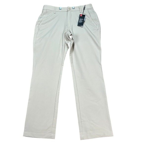 Under Armour Pants Mens 32x30 Cream Straight Fit Performance Golf Stretch NEW